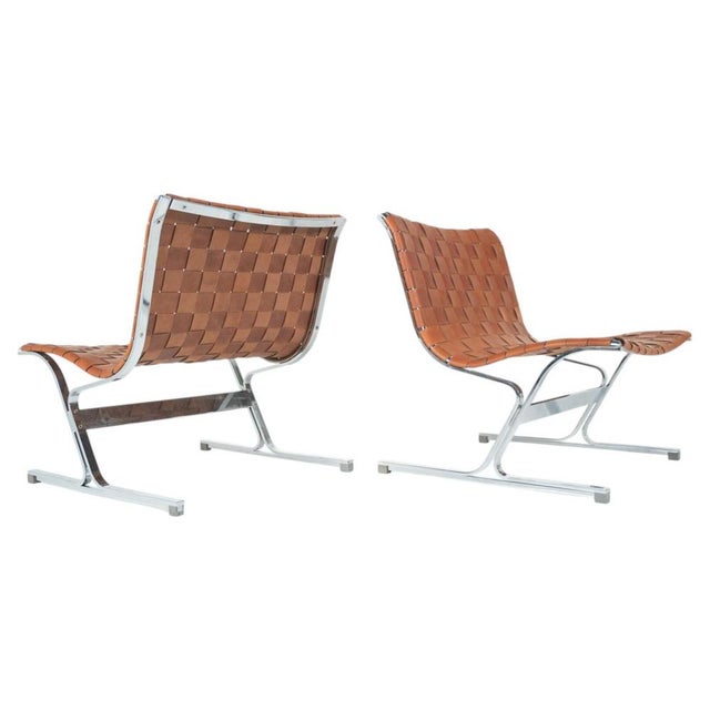 Mid-Century Lounge Chairs in Cognac Leather attributed to Ross Littell for ICF, Italy, 1970s, Set of 2 For Sale - Image 10 of 10
