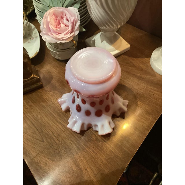 Mid 20th Century Fenton Cranberry Coin Dot Ruffled Vase - Mid 20th Century Art Glass For Sale - Image 5 of 8