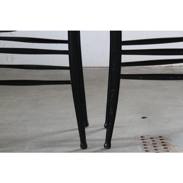 Vintage Italian Papercord Black Dining Chairs with Woven Seat, 1950s, Set of 8 For Sale - Image 10 of 18