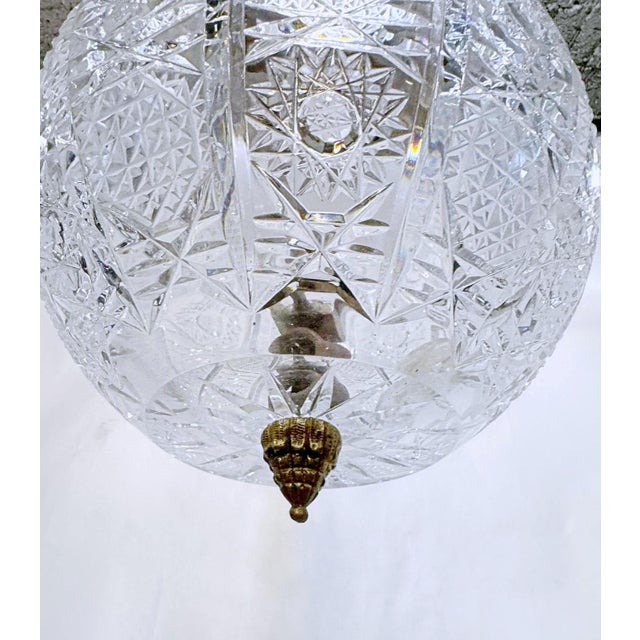 Metal 1920's Vintage Hand Cut Crystal Lantern For Sale - Image 7 of 9