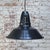 Vintage Industrial French Black Dark Blue Enamel Pendant Lamp For Sale - Image 4 of 5