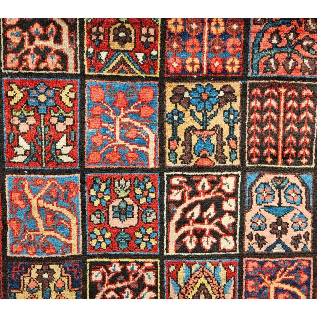 Vintage Persian Bakhtiari Rug, Allover Garden Panel Pattern, Pale Yellow & Red, 5’ X 7’ For Sale - Image 10 of 12