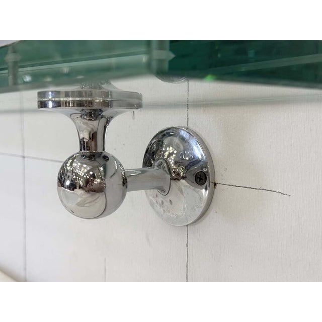Late 20th Century Rectangular Clear Glass & Chrome Wall Shelf For Sale - Image 11 of 12