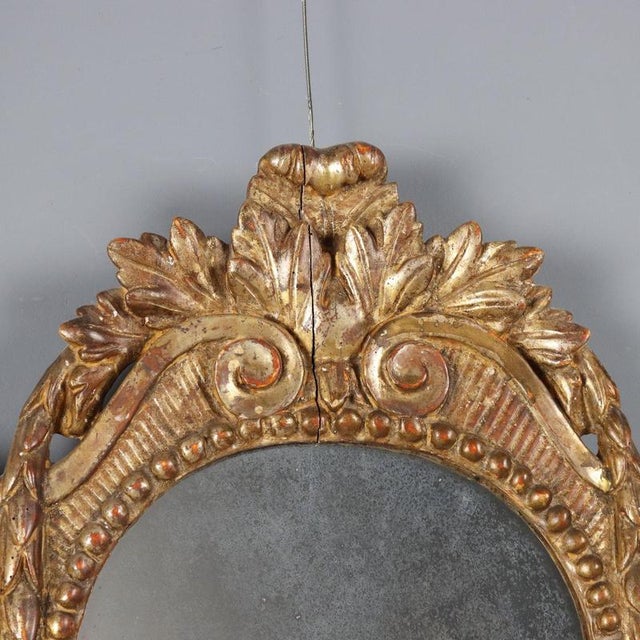 Antique Italian Carved and Gilded Wood Mirror, 1700s For Sale - Image 4 of 10