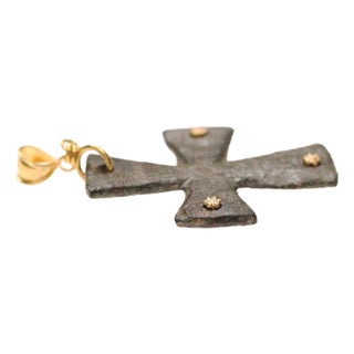 A Byzantine Bronze Cross with 21K Accents For Sale