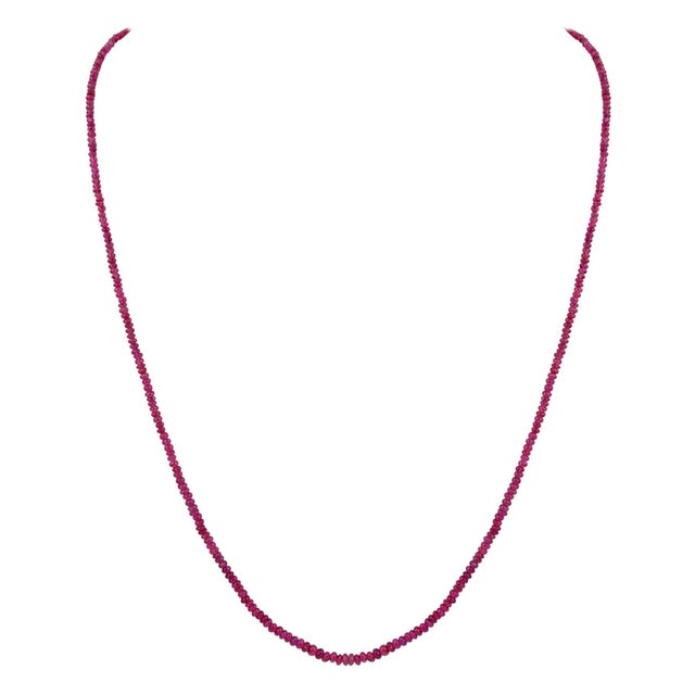 Natural 100 Carat Natural Ruby Bead Single Strand Necklace with Silver Clasp For Sale - Image 15 of 18