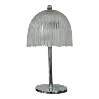 Sabino French Art Deco Glass & Chrome Table Lamp For Sale
