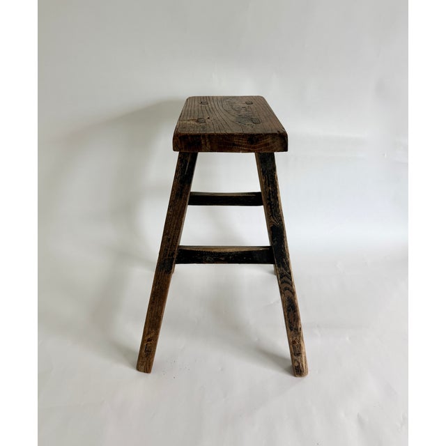 Rustic Black Farmhouse Elm Stool For Sale In Los Angeles - Image 6 of 6