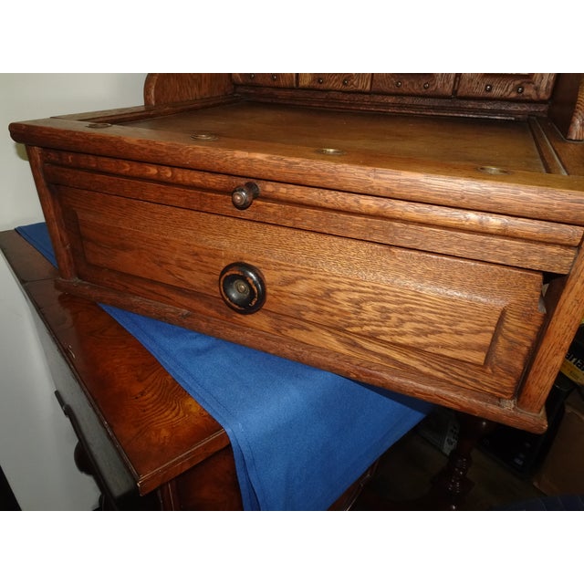 Antique McCaskey Counter Top File Cabinet Register ~W Drop Down Drawers & Tray For Sale - Image 15 of 16