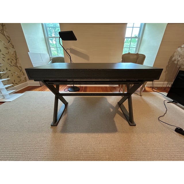 Wood Arteriors Cerused Wood Campaign Style Writing Desk For Sale - Image 7 of 13