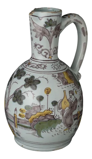 Polychrome Chinoiserie Wine Jug from Delft, 1680s