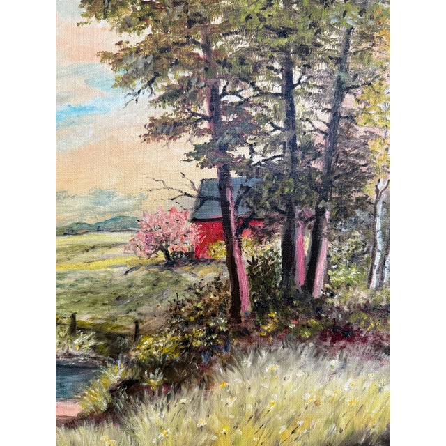 1960s Original Framed Idyllic Landscape Oil Painting by B. Baumbach For Sale - Image 4 of 8