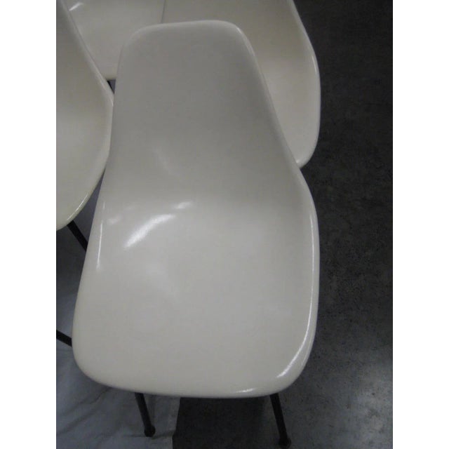 Plastic Herman Miller Midcentury White Bucket Chairs - Set of 5 For Sale - Image 7 of 12