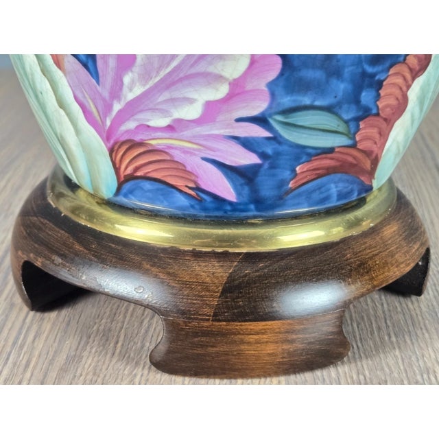 1990s Frederick Cooper Porcelain Hand Painted Flowers Table Lamp For Sale - Image 13 of 15