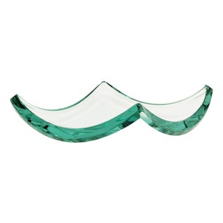 Italian Aquamarine Cut Glass Ashtray attributed to Fontana Arte, 1960s For Sale