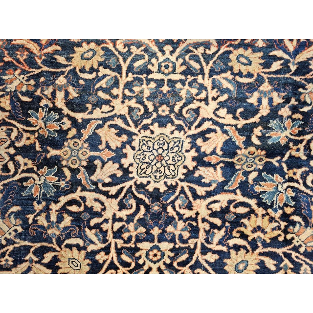 Antique Persian Ziegler Mahal Sultanabad Rug, Hand-Knotted Wool, Geometric Pattern, Navy & Ivory, 9x12 For Sale - Image 12 of 16