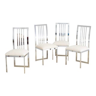 Design Institute of America Chrome and Boucle Dining Chairs - Set of 4 For Sale