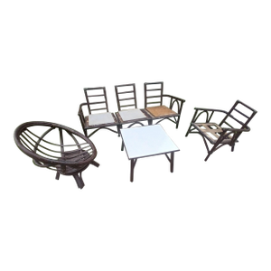 Vintage 1970s 4 Pc Bamboo Patio Set