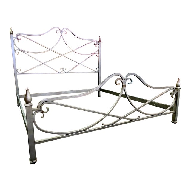 Thomasville Furniture Paris Etienne King Size Distressed Iron Metal Bed