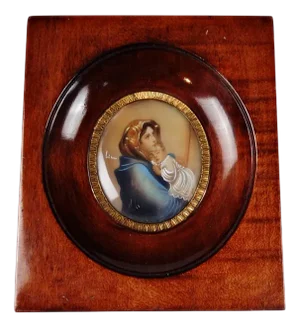 Hand Painted Miniature Panel with Virgin and Child, 19th Century