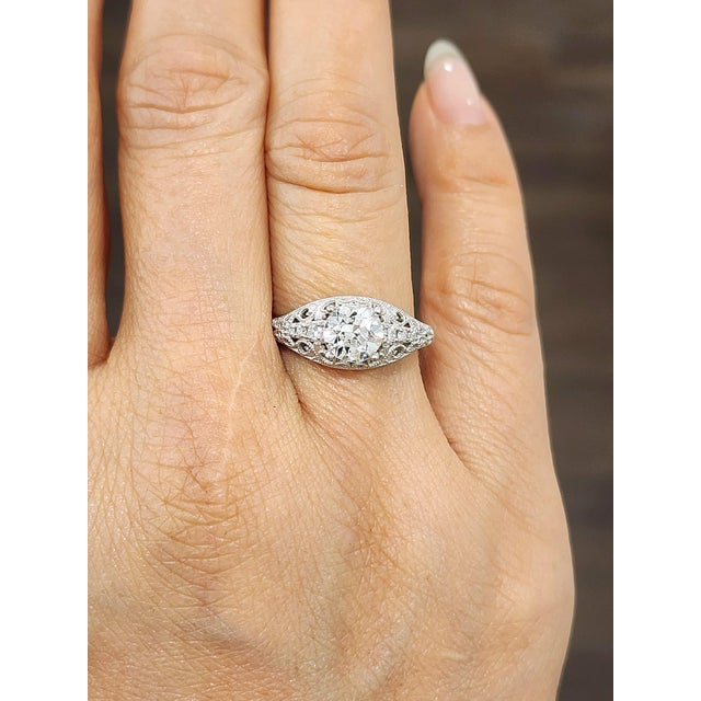 Art Deco 1.15 Ct Old European Cut Diamond Ring Size 6 For Sale - Image 3 of 8