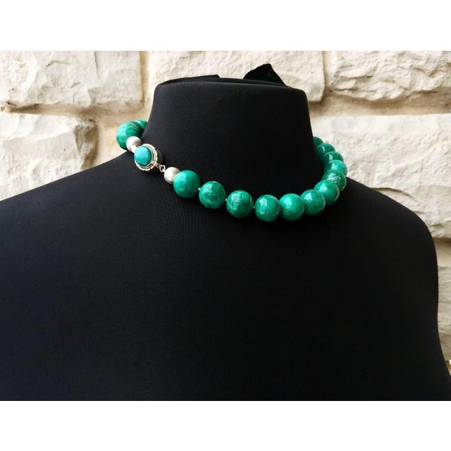 Arizona Chrysocolla Beaded Necklace With Sterling Silver Chrysocolla Clasp, 18" For Sale In Cleveland - Image 6 of 10