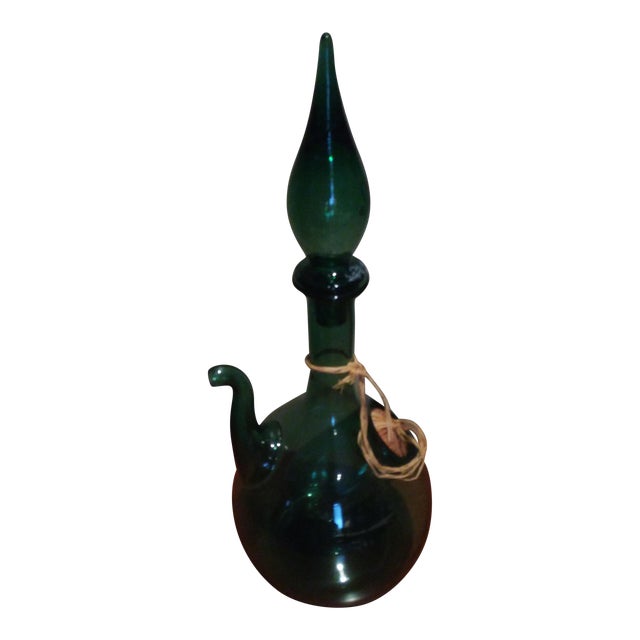 Vintage Green Hand Blown Wine Bottle Chairish