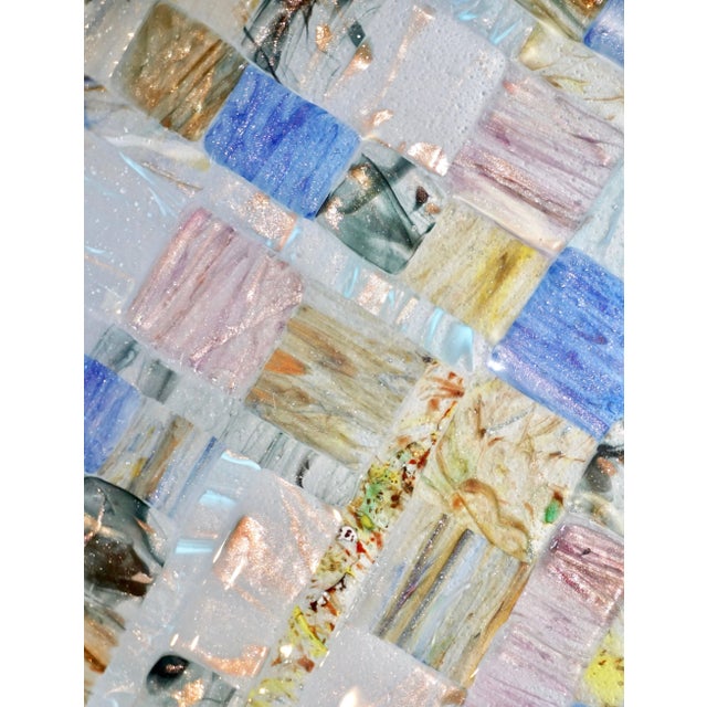 Contemporary Italian Blue, Pink ,Yellow, Copper Murano Art Glass Mosaic Centerpiece - in Showroom For Sale - Image 4 of 10