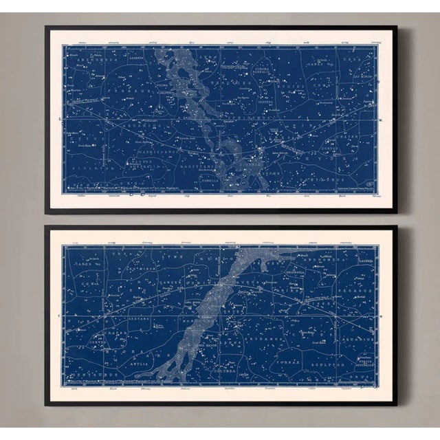 Gold-Framed Royal Blue Constellation Print Set - Set of 2 For Sale - Image 4 of 6
