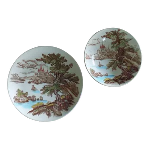 Vintage Royal Sealy "Chateau Paulson" Ironstone China Chop Plate & Serving Bowl Set- 2 Pieces