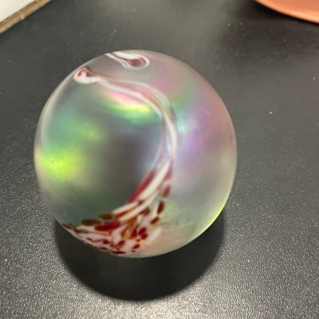 Glass Paperweight Orb With Marbling Chairish