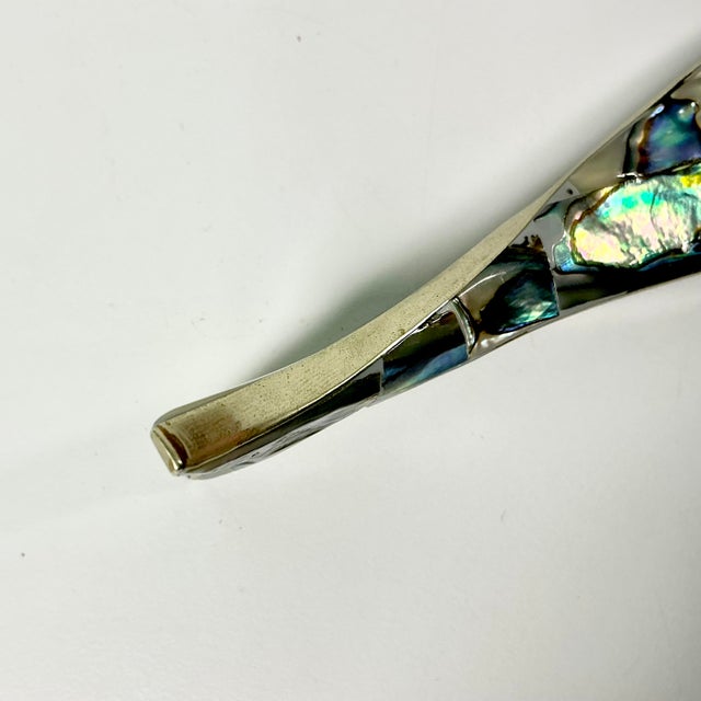 1970s Vintage Coastal Boho Chic Alpaca Mexico Sterling Silver & Abalone Shell Bottle Opener. For Sale - Image 4 of 12