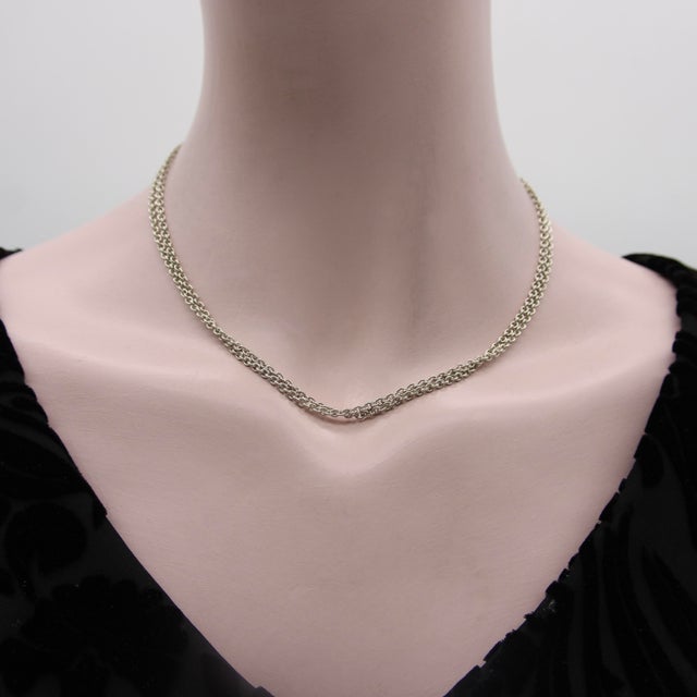 1990s Vintage Sterling Silver Brother Wolf 34” Chain For Sale - Image 5 of 7