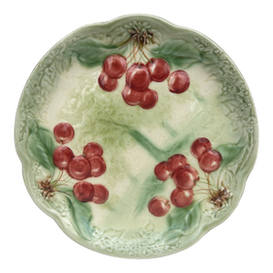19th Century Majolica Cherries Plate Choisy Le Roi