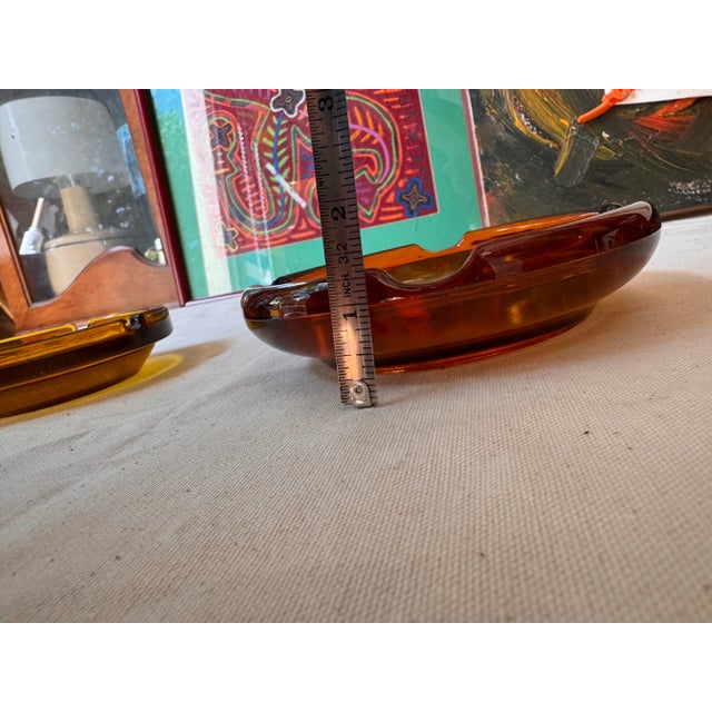 Amber Pair of Vintage Amber Colored Ashtrays For Sale - Image 8 of 10