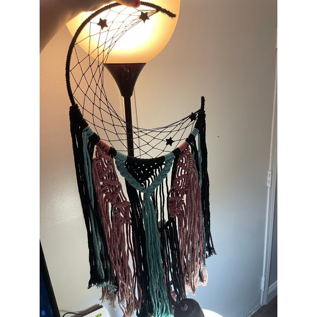 Contemporary Crescent Moon Macramé Wall Hanging With Fringe For Sale - Image 3 of 4