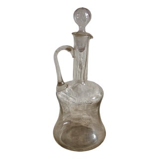 Antique Blown Glass Bottle with Stopper, 1700s For Sale