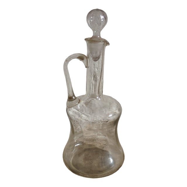 Antique Blown Glass Bottle with Stopper, 1700s For Sale