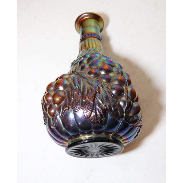 Rare Vintage Carnival Iridescent Glass Figural Leaf and Berry Grape Fenton Vase For Sale - Image 10 of 12