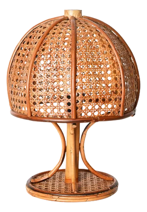 Large Table Lamp in Rattan and Vienna Straw by Louis Sognot, 1960s, Set of 2