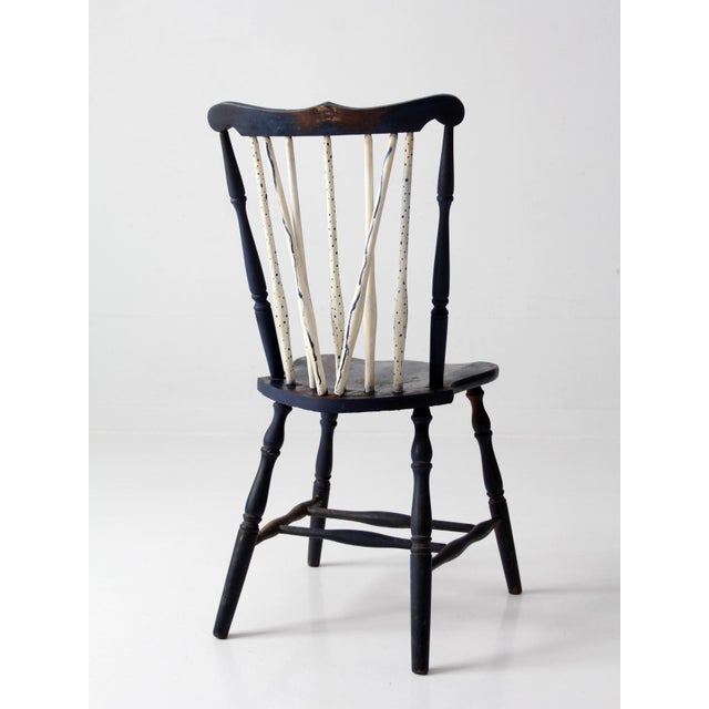 Antique Painted Brace Back Windsor Style Chair For Sale - Image 10 of 16