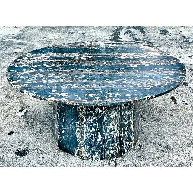 Late 20th Century Vintage Black Marble Dining Table For Sale - Image 5 of 12