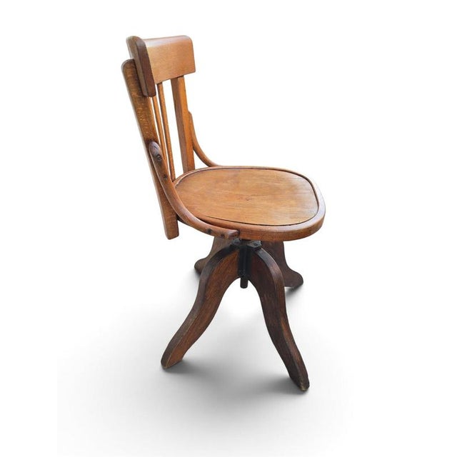 19th Century Oak Ships Swivel Chair with Adjustable Height, 1890 For Sale - Image 6 of 9