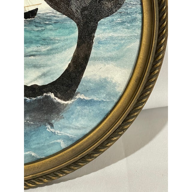 Wood Whale & Sailing Ship Maritime Folk Art — 13” Hand-Textured Fine Art Print For Sale - Image 7 of 9
