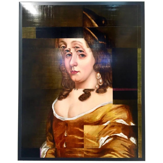 Half Portrait in Orange, Old Master with a Modern Approach, Oil Paint on Metal, 2015 For Sale - Image 3 of 6