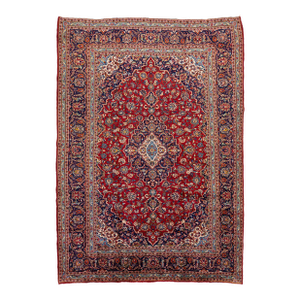 Vintage Wool Rug - Red & Blue Medallion Oriental Area Rug 9x13