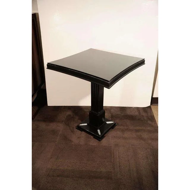 Wood Occasional Tables in Ebonized Mahogany w/ Pedestal Bases by James Mont - a Pair For Sale - Image 7 of 8