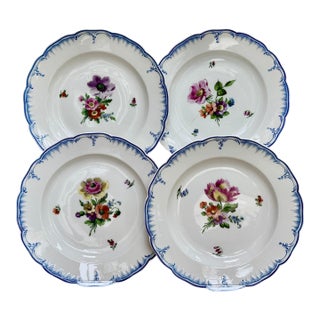 Antique Porcelain Botanical Plates KPM Berlin Set of 4 Circa 1850 For Sale