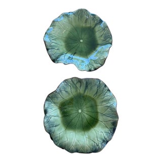 Global Views Lily Pad Lotus Charger Plates 11” – Pair – Treillage Nyc Provenance For Sale