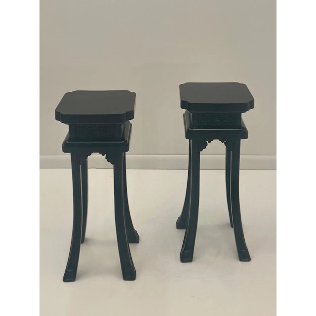 Carved Ebonized Maison Jansen Style Side Tables -A Pair For Sale - Image 13 of 13